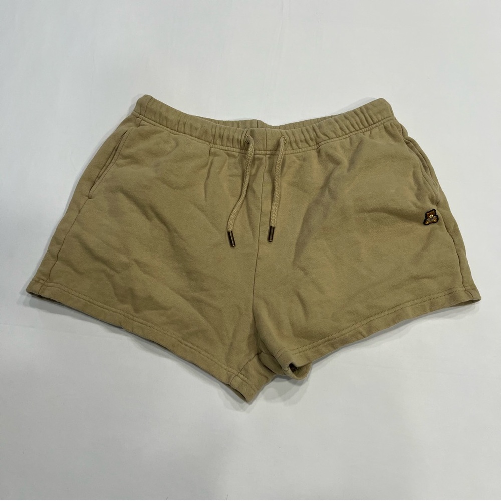 Teddy Fresh Bear Logo Fleece Shorts Size XL Beige Streetwear